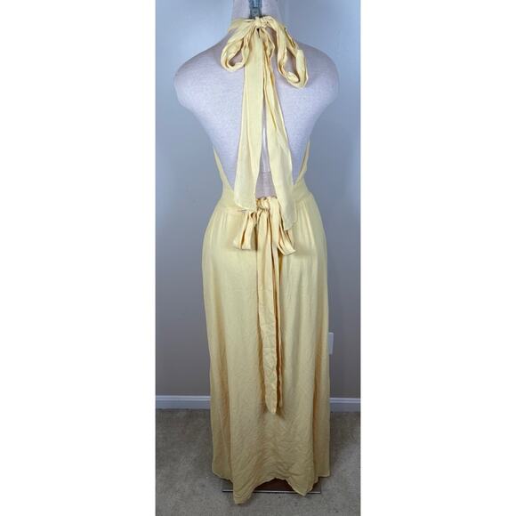 Reformation Andee Halterneck Open Back Sunshine Yellow Maxi Dress Size 10 - Picture 7 of 9